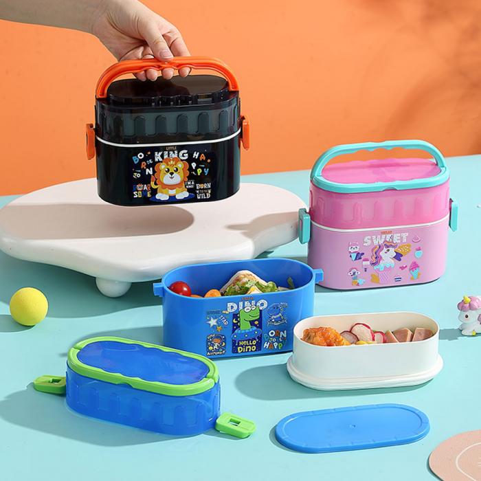卡通雙層密封餐盒(橢